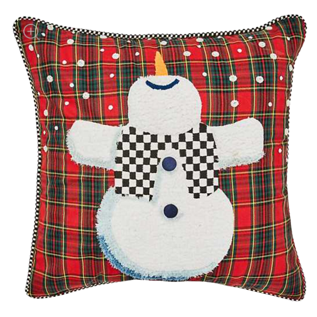 MACKENZIE CHILDS Dancing Snowman Throw Pillow