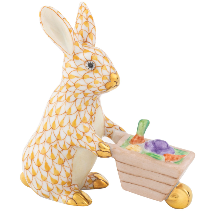 HEREND Wheelbarrow Bunny BUTTERSCOTCH