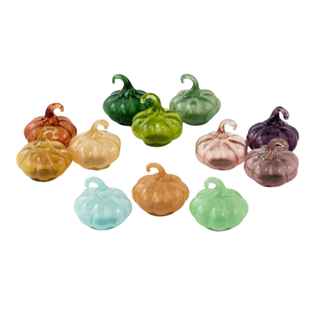 180 DEGREES Small Glass Pumpkins Set Of 12