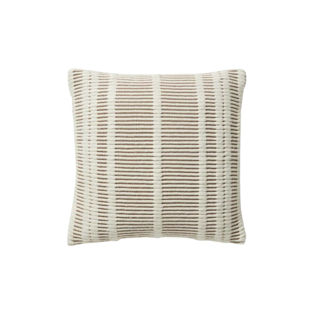 LOLOI COTTON PILLOW 18X18 - IVORY/COFFEE