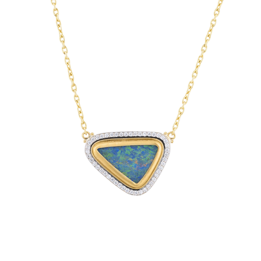 LIKA BEHAR 24K YELLOW GOLD OPAL NECKLACE WITH DIAMONDS