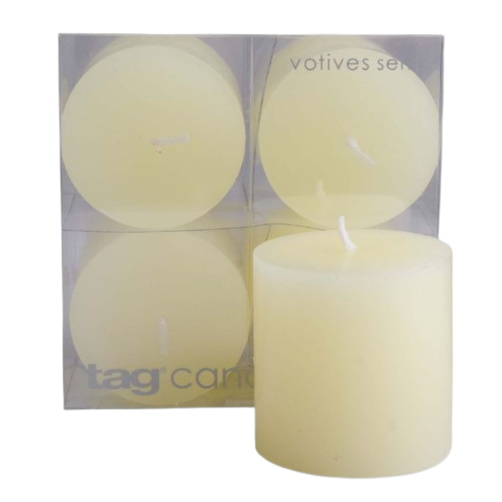 TAG Mini Pillar Ivory Candles Set of 4