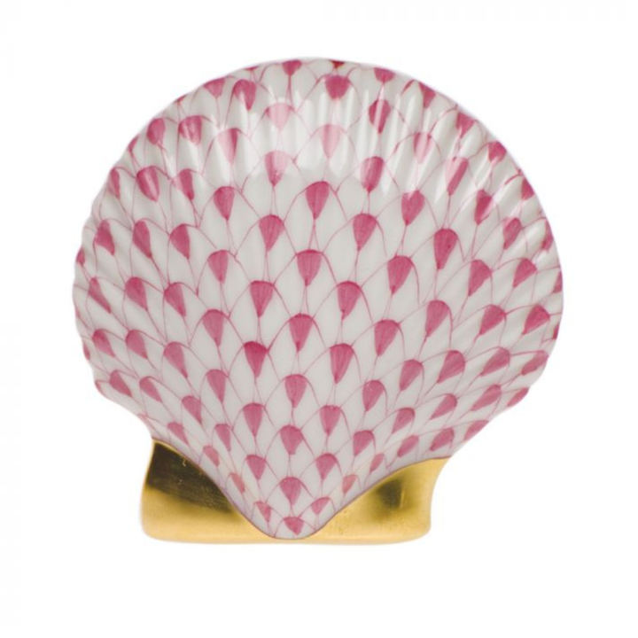 HEREND Miniature Scallop Shell RASPBERRY