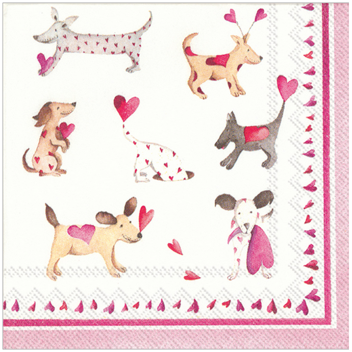 BOSTON INTERNATIONAL BOSTON INTERNATIONAL DEBBIE TAYLOR KERMAN LOVE HEART DOGS PAPER COCKTAIL NAPKINS