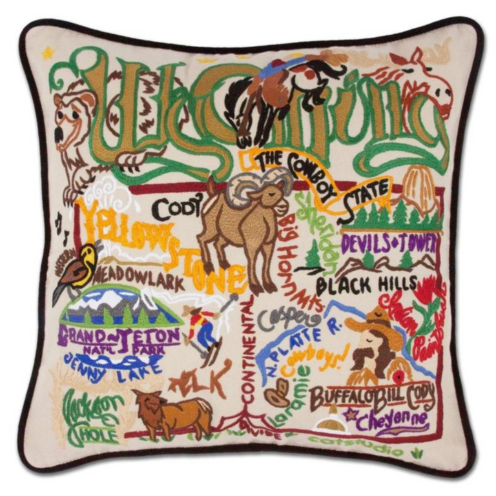 CATSTUDIO Wyoming Hand Embroidered Pillow