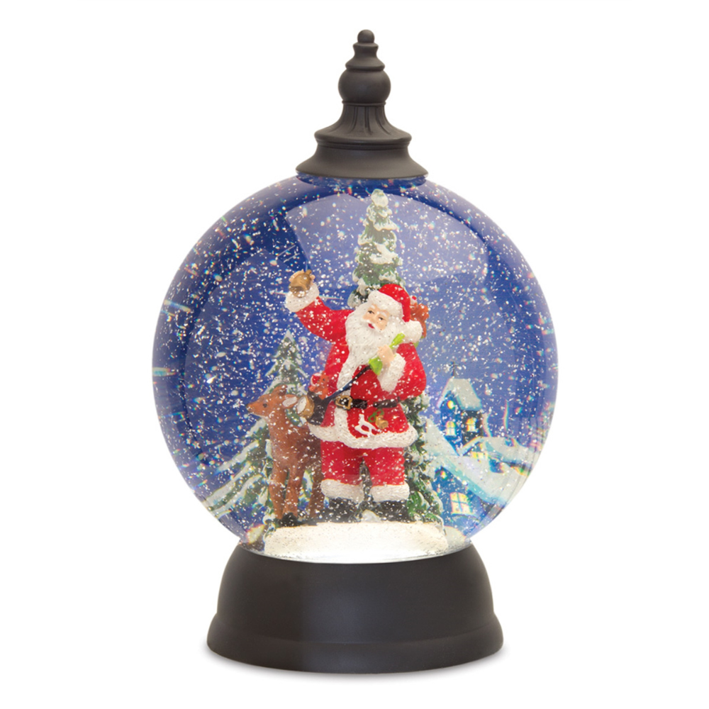 MELROSE SANTA WITH DEER SNOW GLOBE