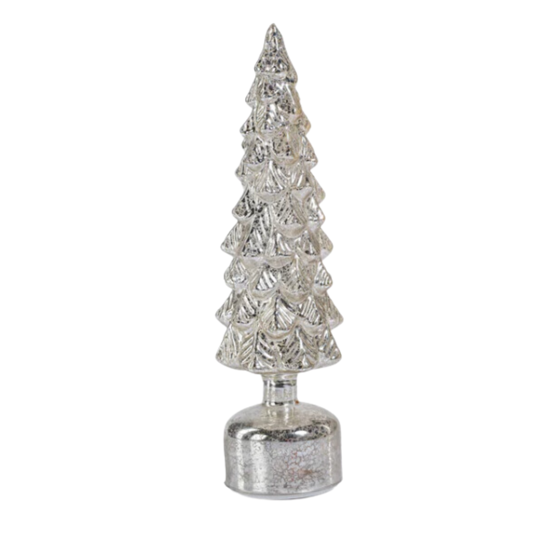 ZODAX Mountain Pine Medium Silver Rotating Led Tree