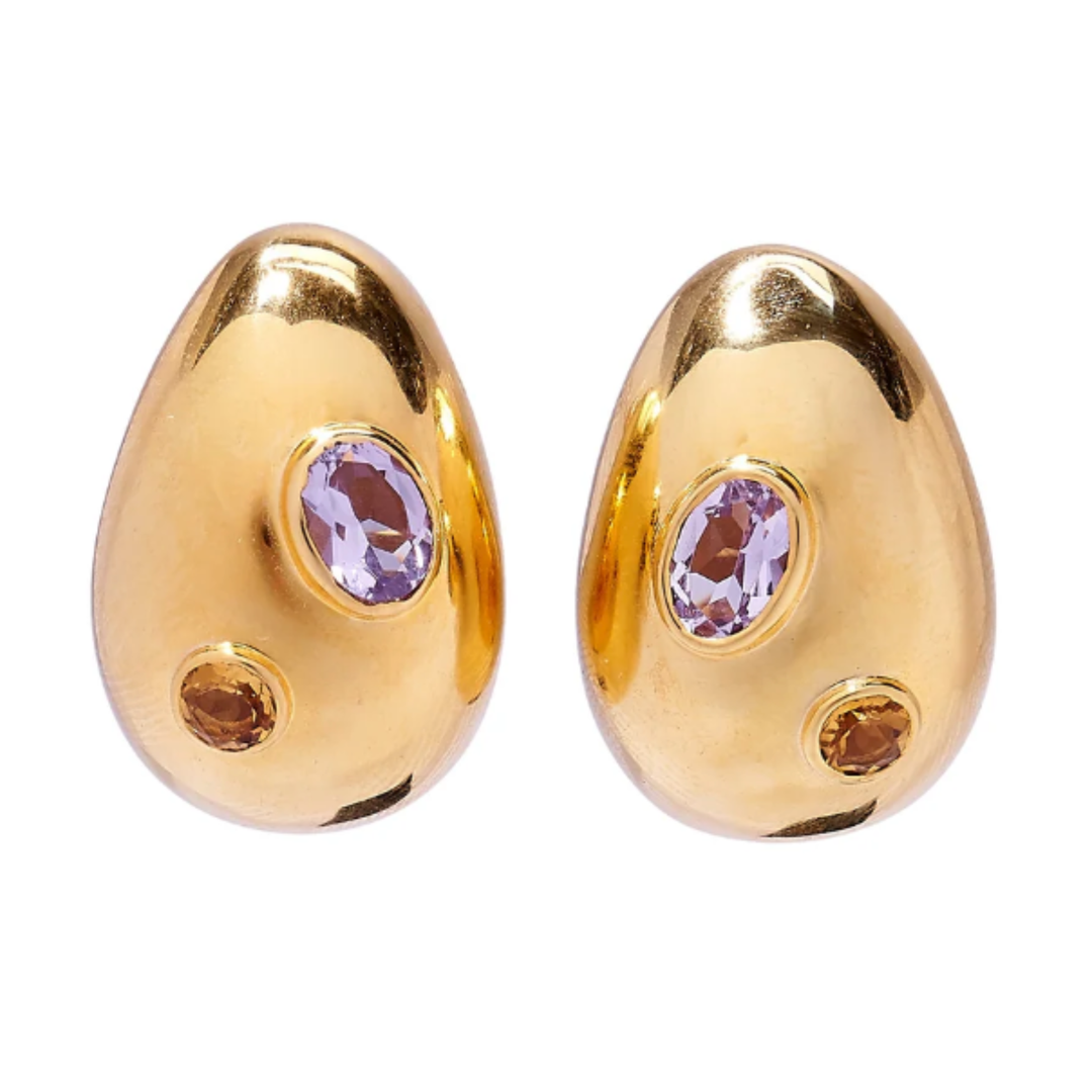 LIZZIE FORTUNATO Mini Arp Studded Gold Earrings