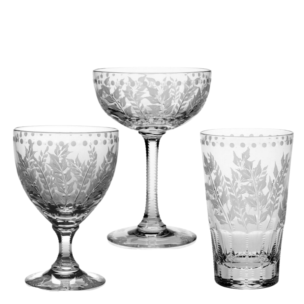 WILLIAM YEOWARD WILLIAM YEOWARD FERN CHAMPAGNE SAUCER,WINE,GOBLET,TUMBLER,LIQUEUR TUMBLER