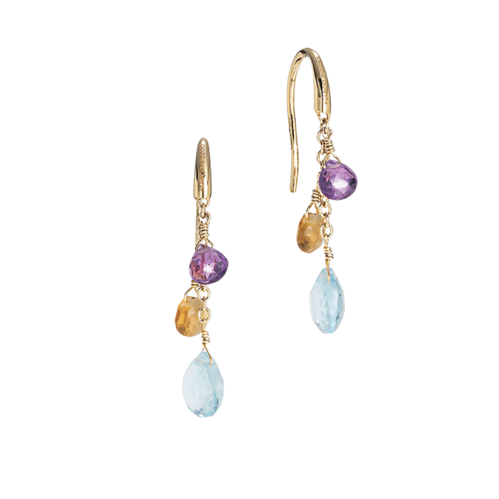 MARCO BICEGO 18K YELLOW GOLD MIXED GEMSTONE EARRINGS