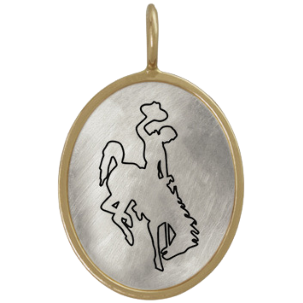 STERLING COWBOY CHARM WITH YELLOW GOLD FRAME