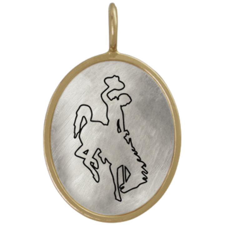 HEATHER B. MOORE STERLING COWBOY CHARM WITH YELLOW GOLD FRAME