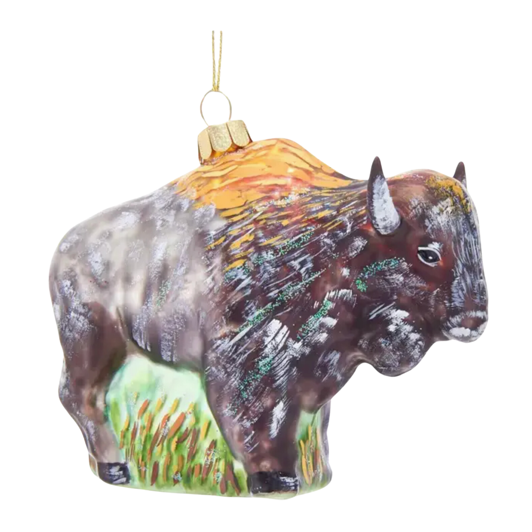 KURT ADLER Noble Gems Glass Buffalo Ornament