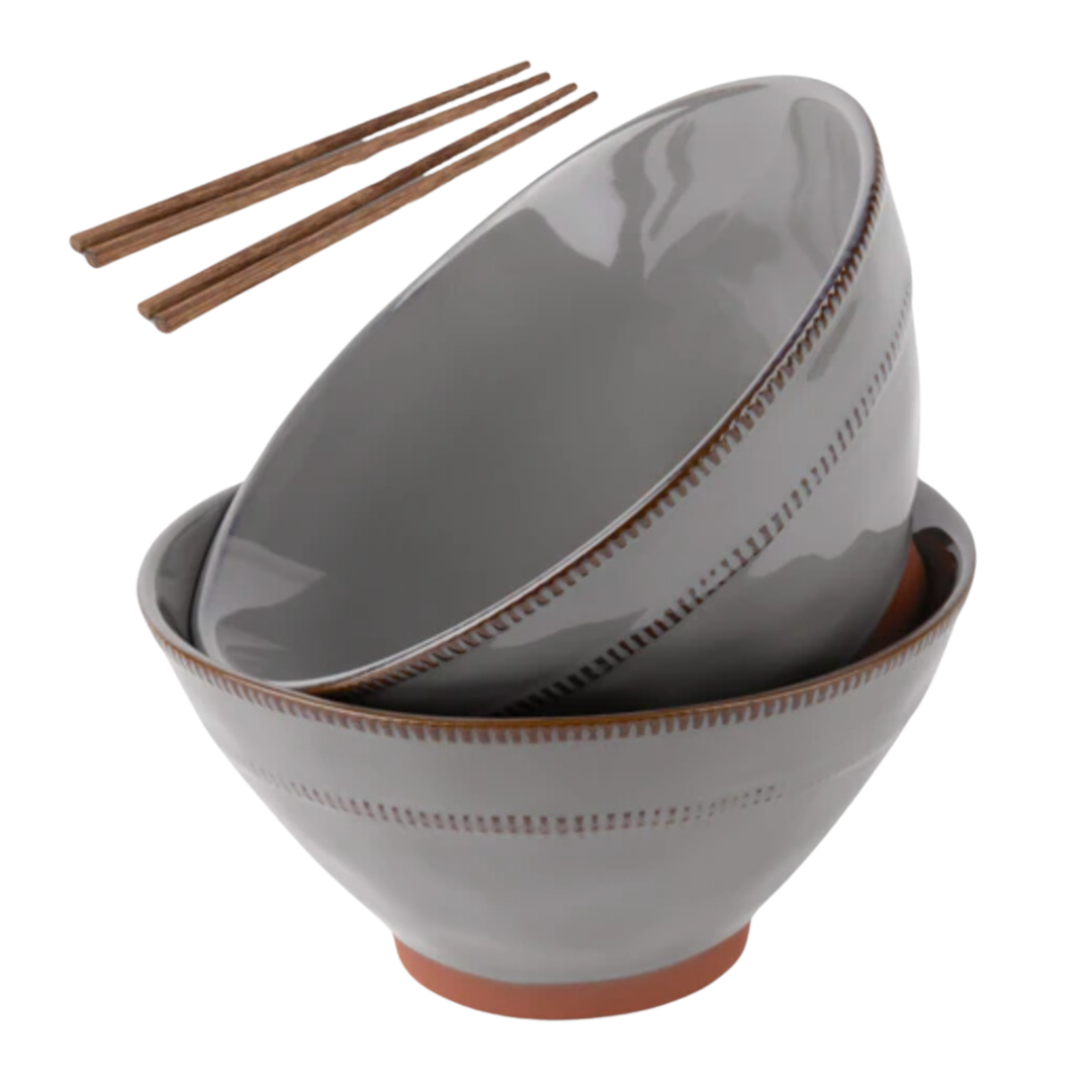 KOOK Individually Sold Terracotta Ramen Bowls With Chopsticks