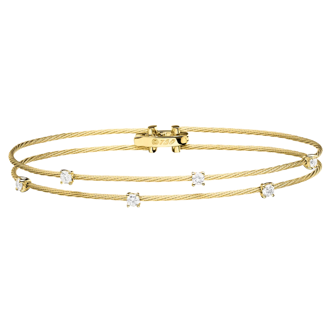 PAUL MORELLI Double Wire Unity Bracelet In Yellow Gold With Diamonds