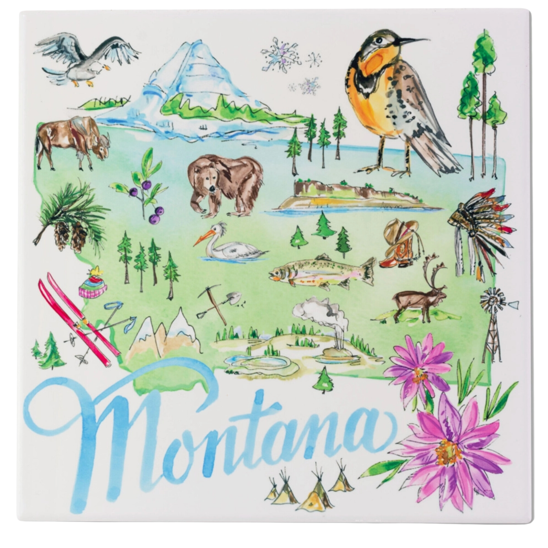 BOSTON INTERNATIONAL Montana State Collection 8" Ceramic Trivet