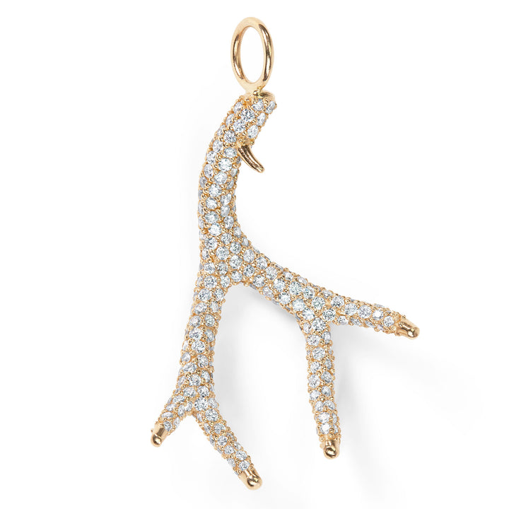 14K YELLOW GOLD PAVE ANTLER CHARM