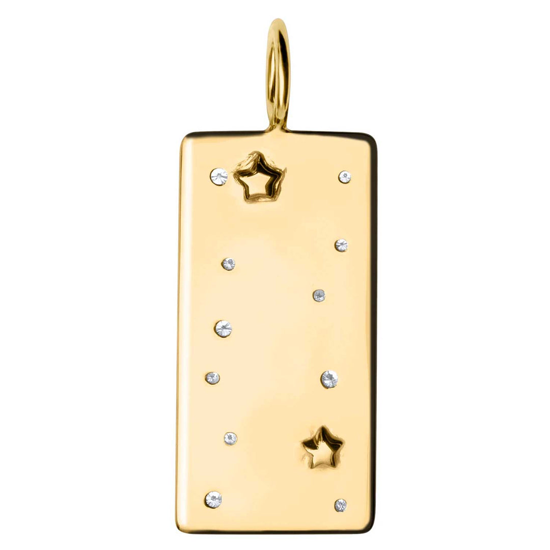 HEATHER B. MOORE YELLOW GOLD GRACIOUS GRAFFITI HIGH POLISHED ID TAG