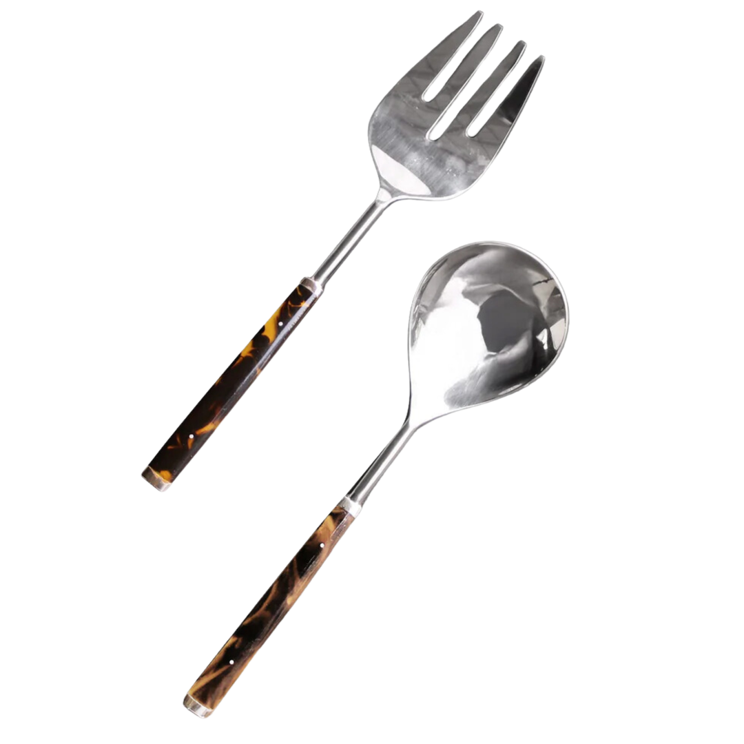 BEATRIZ BALL Vida Tortoise And Gold Salad Servers