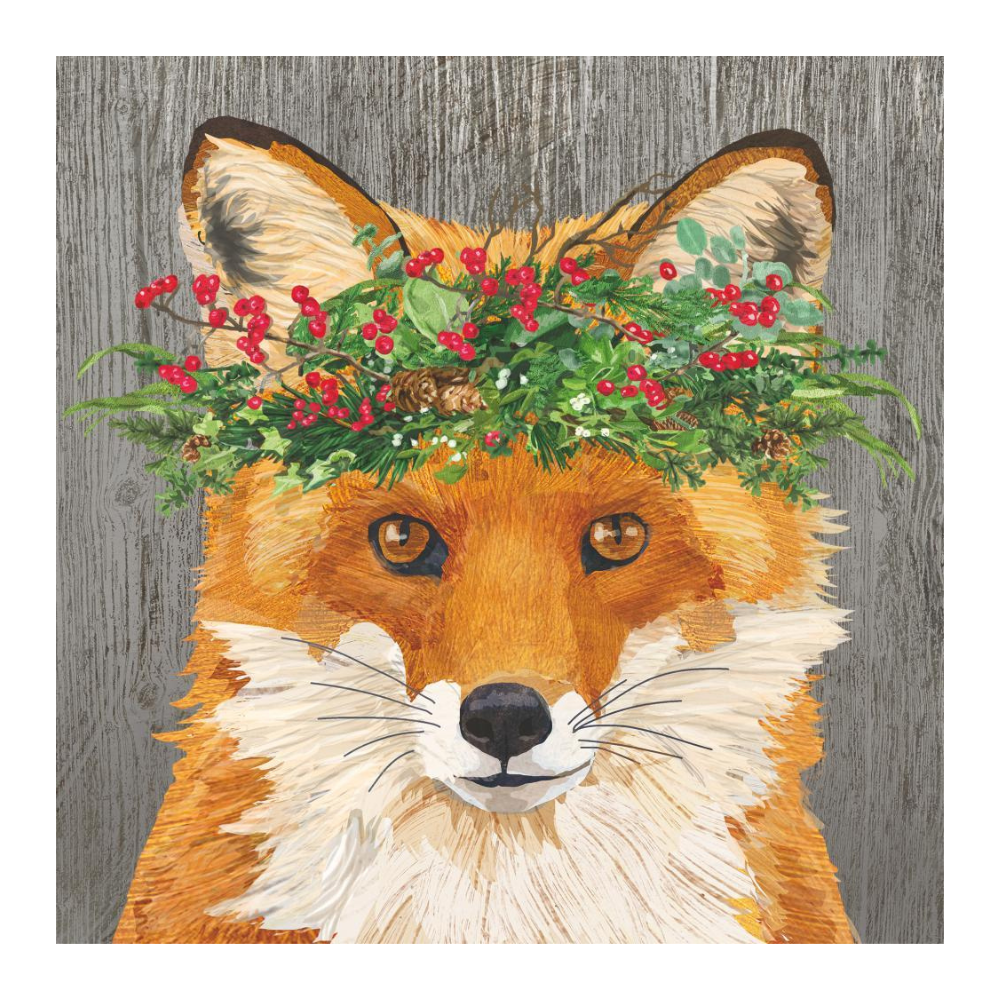 PAPERPRODUCTS WINTER BERRY FOX BEVERAGE NAPKINS