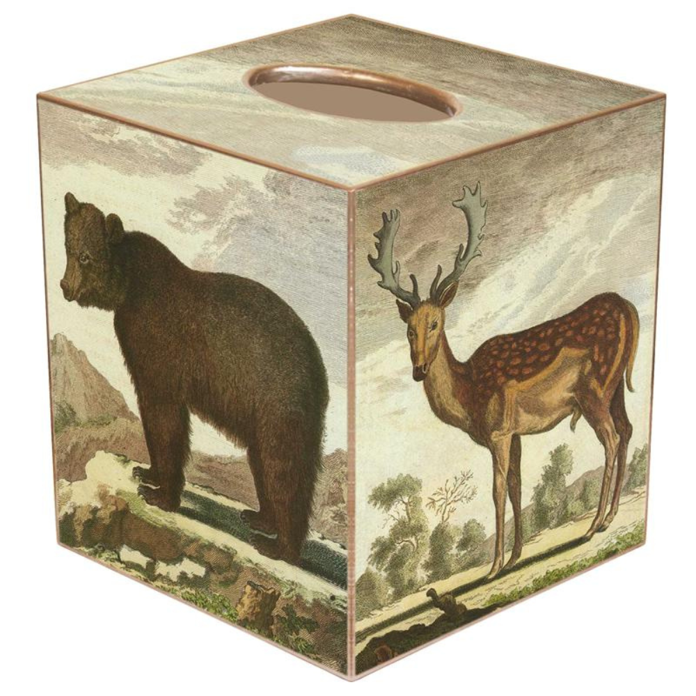 MARYE-KELLEY BROWN BEAR & DEER TISSUE BOX COVER