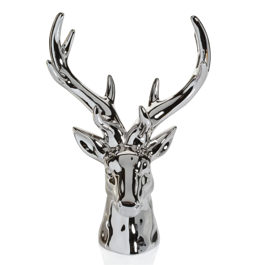 ZODAX Rocky Mountain Silver Ceramic Stag Head