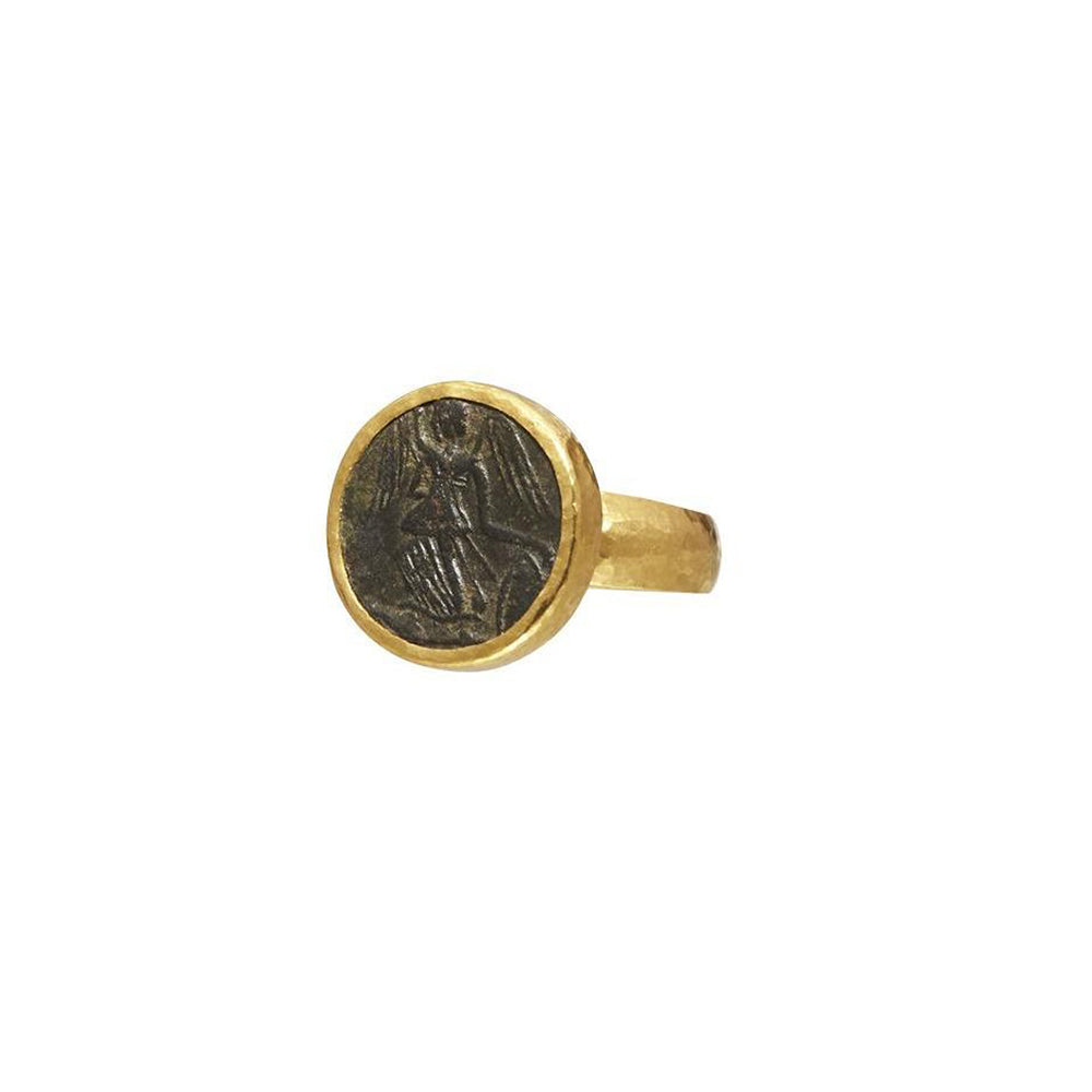 24K YELLOW GOLD ROMAN COIN RING