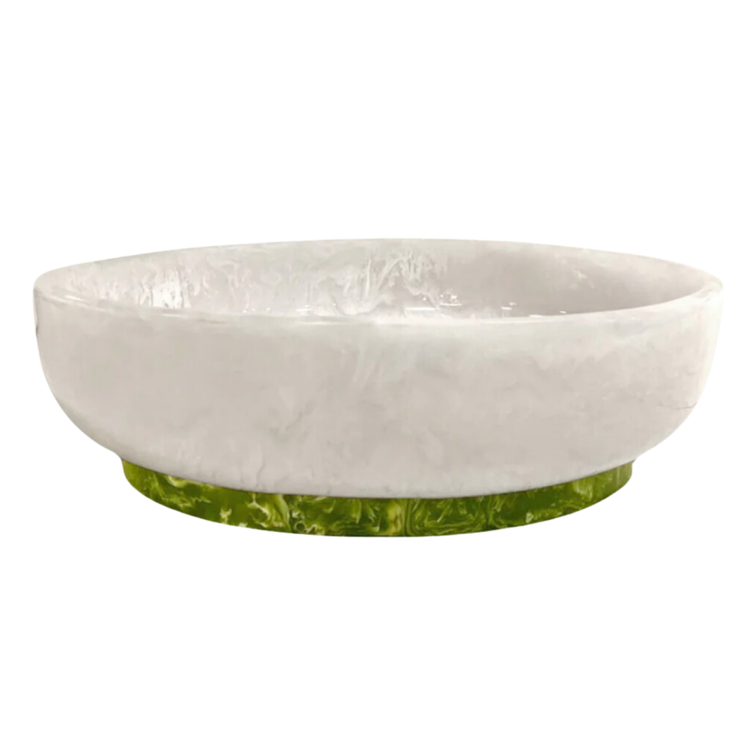 BEATRIZ BALL Rio Resin Large Oval White And Green Bowl