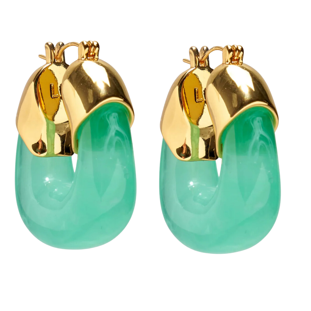 LIZZIE FORTUNATO Organic Hoop Jade Green Resin Earrings