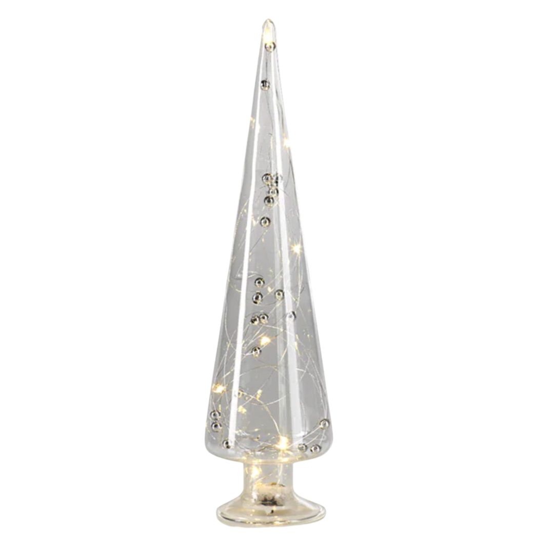 ZODAX Zodax Led Large Glass Tree With Silver Beads