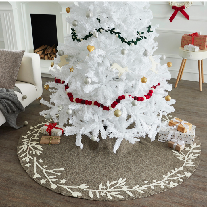 ARCADIA HOME Felt Branches And Stars Tree Skirt