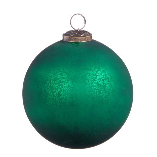 RAZ IMPORTS ANTIQUED DARK GREEN BALL ORNAMENT