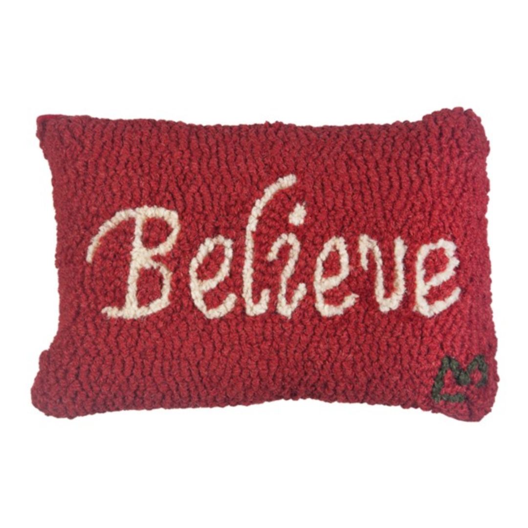 CHANDLER 4 CORNERS Believe Hooked Wool Pillow