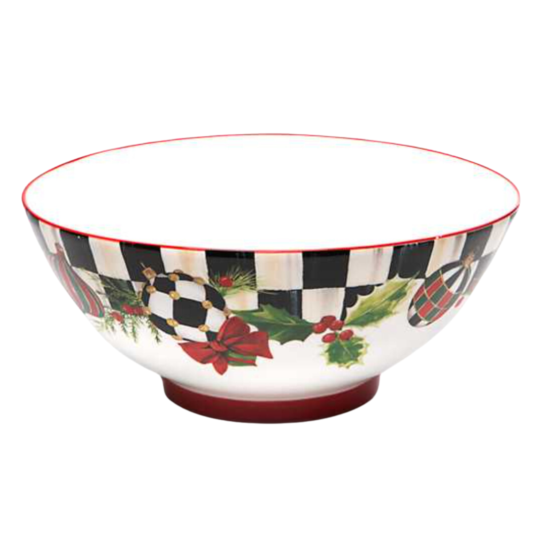 MACKENZIE CHILDS Deck The Halls Serving Bowl