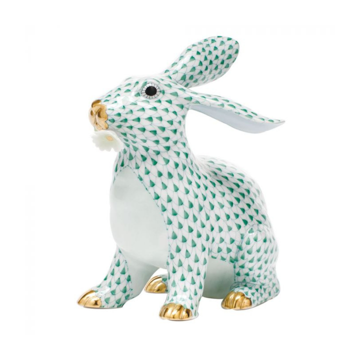 HEREND HEREND BUNNY WITH DAISY GREEN