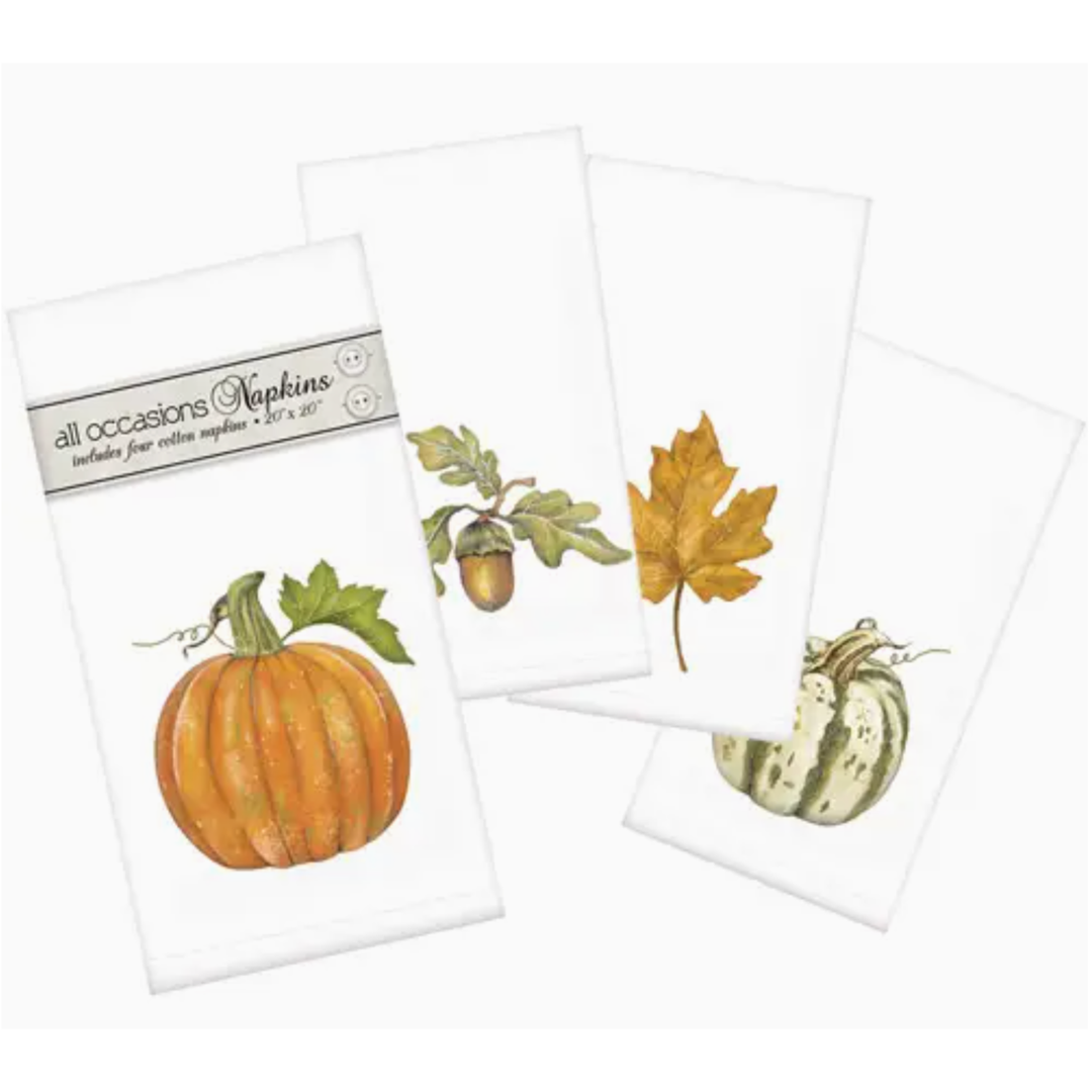 MARY LAKE THOMPSON Fall Pumpkin And Acorn Casual Napkins Set of 4