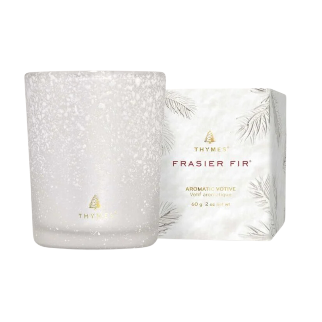 THYMES Frasier Fir Flocked Votive Candle