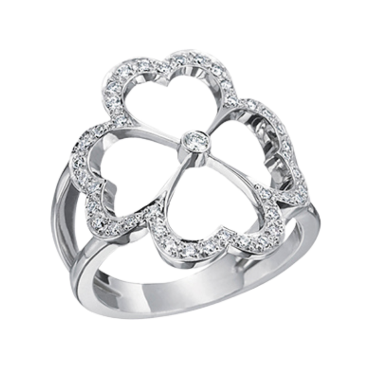 GUMUCHIAN 18K WHITE GOLD AND DIAMOND KELLY RING