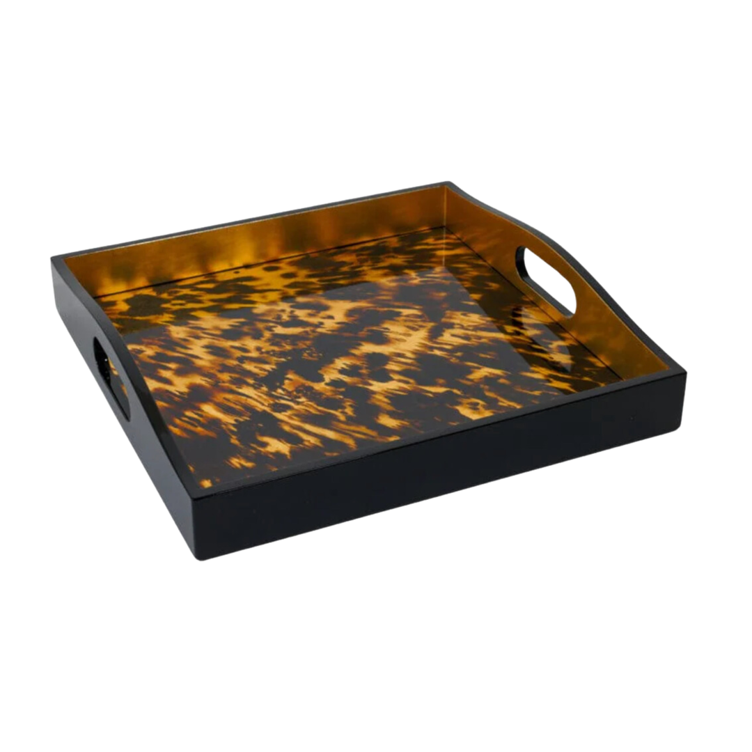 CASPARI Tortoiseshell Lacquer Square Tray