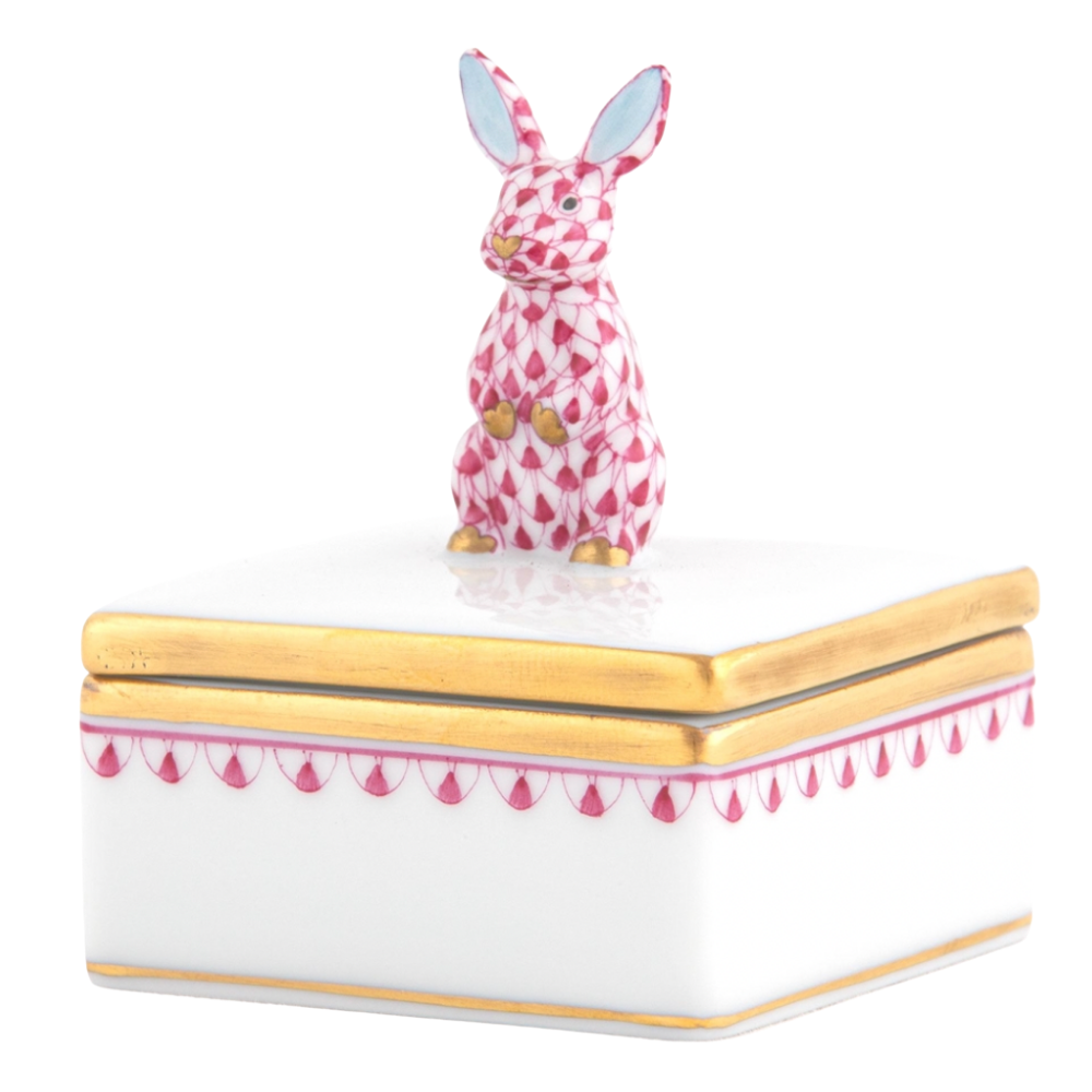 HEREND Bunny Box RASPBERRY