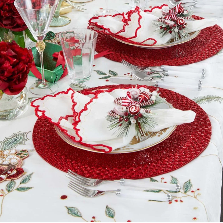 KIM SEYBERT Red Arches On White Napkins