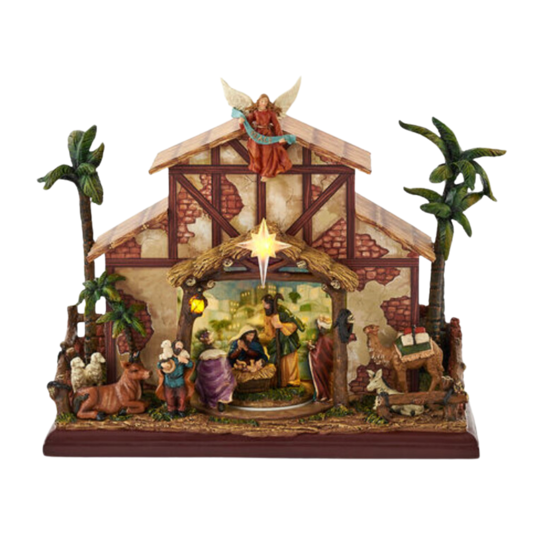 180 DEGREES Animated Nativity With Lights And Music