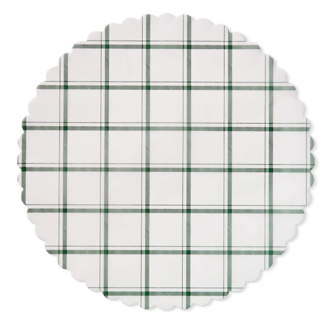 PLATE & PATTERN Tahoe Pine Green Windowpane Liners