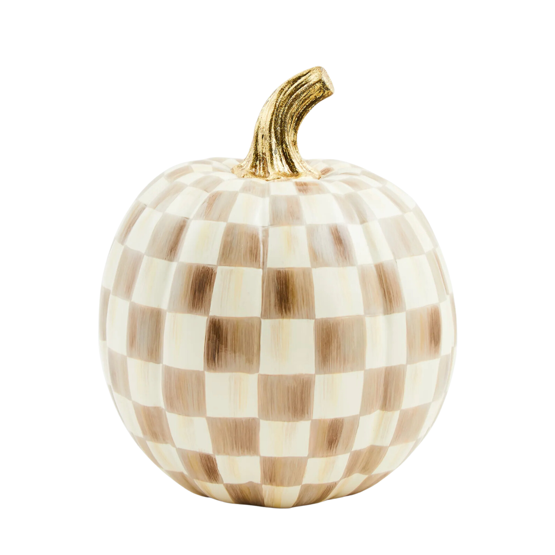 MACKENZIE CHILDS Mocha Check Mini Pumpkin