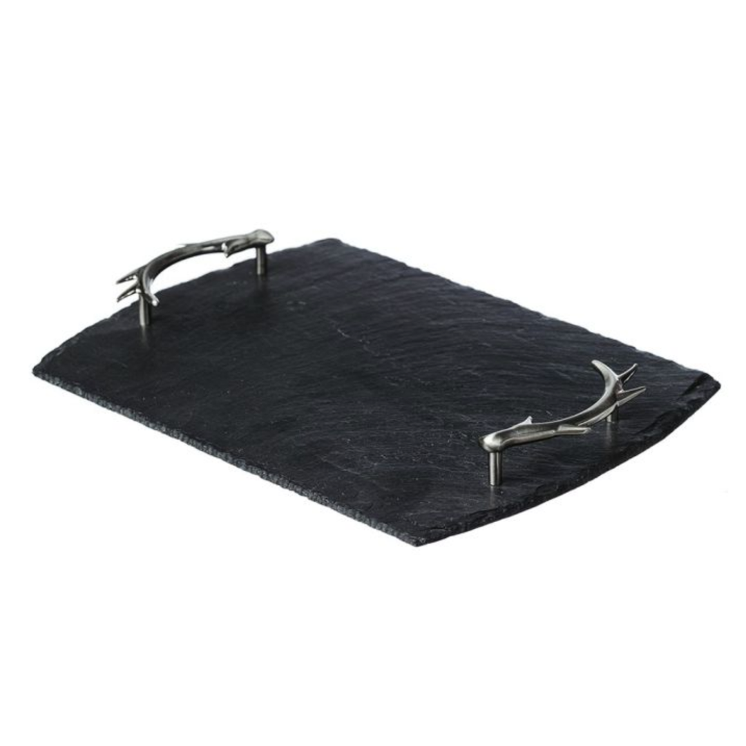 SELBRAE HOUSE Medium Slate Serving Tray With Antle Handles