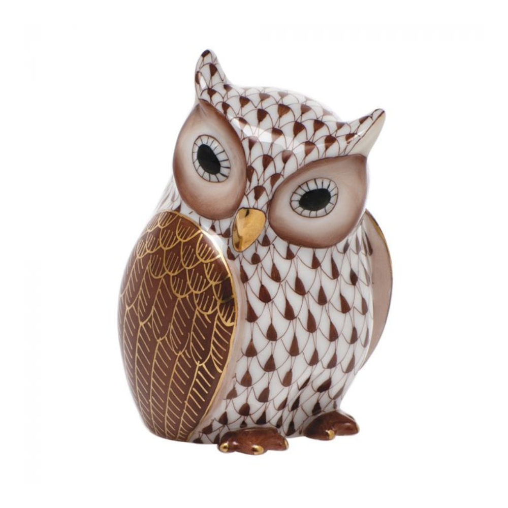 HEREND Mother Owl CHOCOLATE