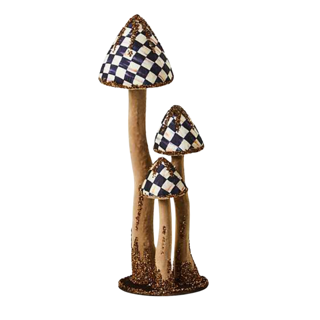 MACKENZIE CHILDS Autumnology Large Velvet Mushroom Trio