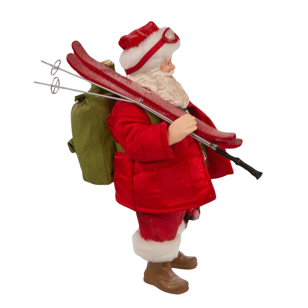 KURT ADLER Fabulous Santa Skier With Backpack