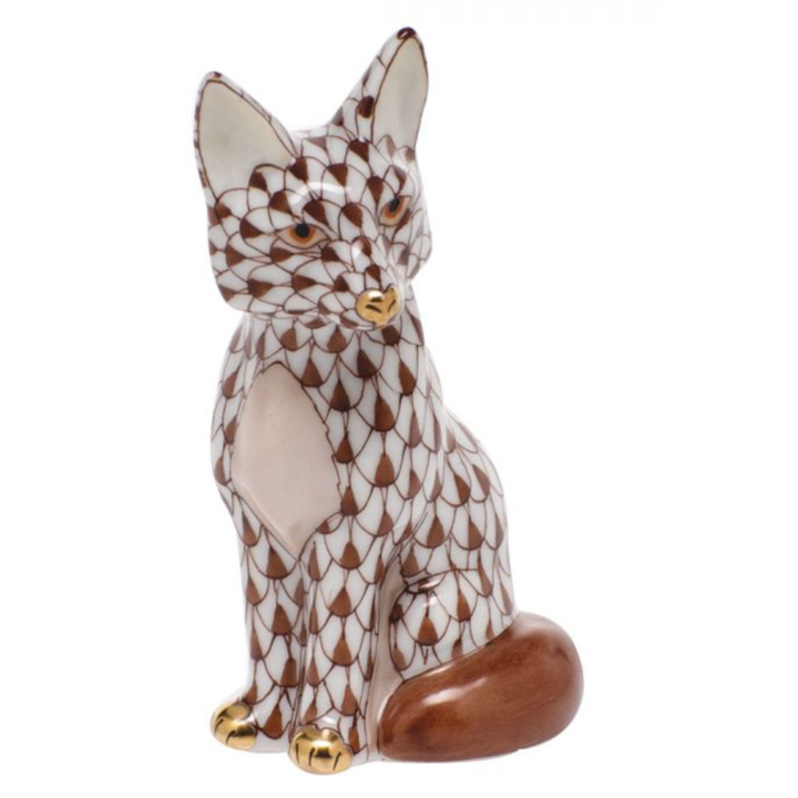 HEREND Sitting Fox CHOCOLATE