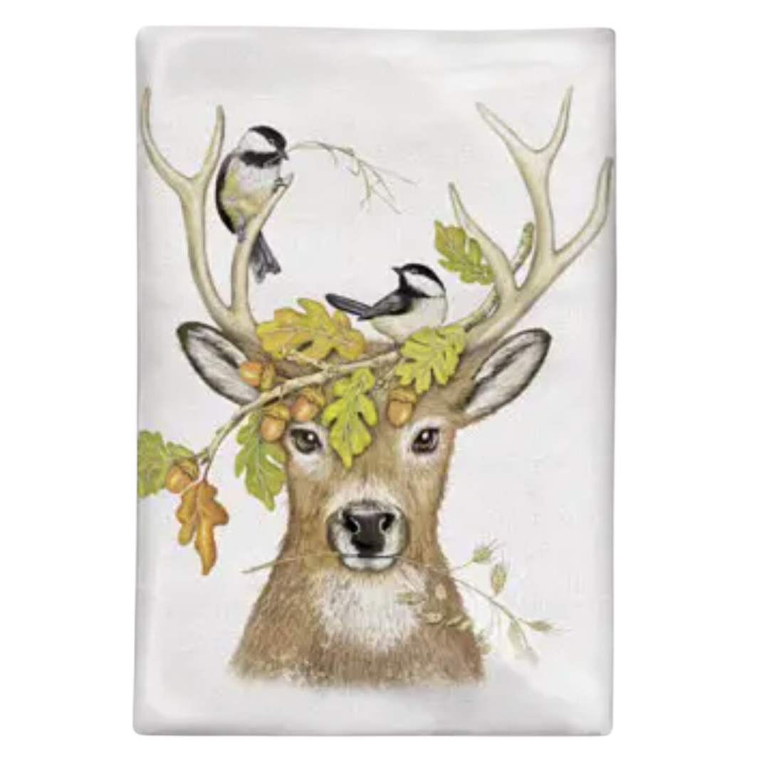 MARY LAKE THOMPSON Kitchen Towel With Deer And Bird